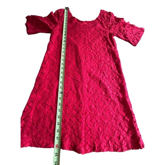 Love Notes Size M Red Lace Dress Bell Sleeves Oversized Zipper Classic Demure - Picture 7 of 11